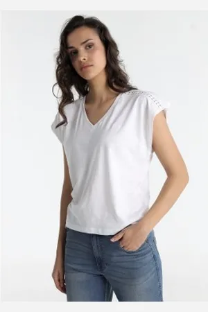 Lois Para mulher. 423302737 T-shirt de manga curta branca (S), , Casual, Algodão