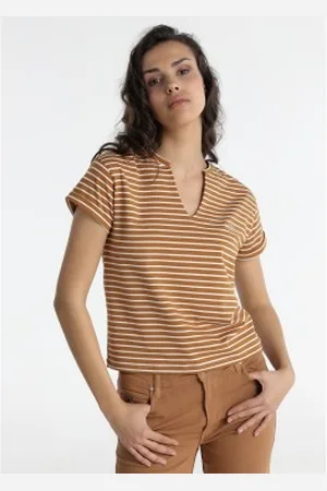 Lois Para mulher. 423312738 T-shirt de manga curta (XS), Marrom, Casual, Algodão