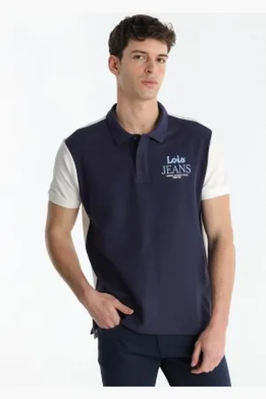 Lois Para homem. 132873022 Bloco polo branco, azul-marinho (S), Casual, Algodão, Manga curta