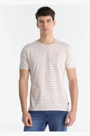 Lois Para homem. 158143056 T-shirt às riscas (XS), Marrom, Casual, Algodão, Manga curta