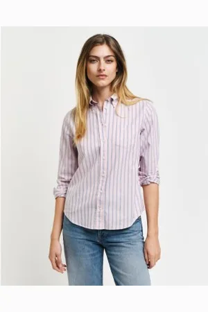 GANT Para mulher. 4300420 Camisa Oxford Regular Fit Archive às riscas Archive (34), Casual, Manga comprida, Algodão orgânico, Sustentáv