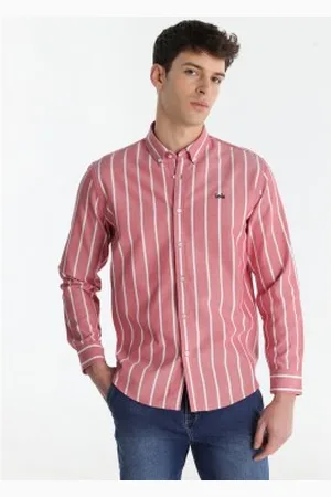 Lois Para homem. 145643058 Camisa às riscas vermelhas (S), , Casual, Algodão, Manga comprida