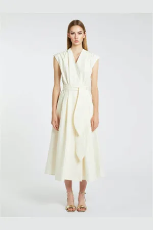 MARELLA Para mulher. 2513221172200 Vestido Ossola em branco (38), Casual, Algodão, Manga curta