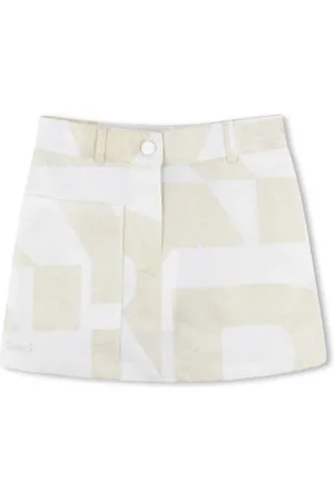 DKNY Para menina. D62264 Saia curta amarela (4años= 102cm), Ouro, Casual, Algodão, moda infantil
