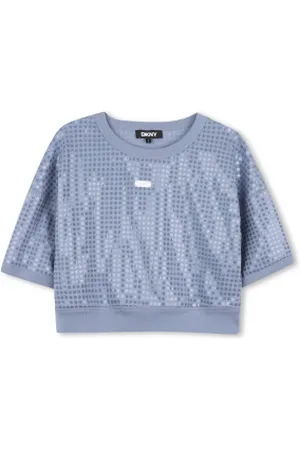 DKNY Para menina. D62308 Sweatshirt Fantasia (4años= 102cm), Casual, Algodão, Manga curta, moda infantil