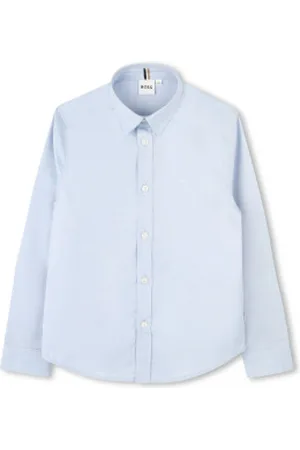 HUGO BOSS Para menino. J52009 Camisa Oxford (4años= 102cm), Casual, Algodão, Manga comprida, moda infantil
