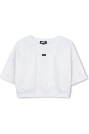 DKNY Para menina. D62308 Sweatshirt Fantasia branca (4años= 102cm), , Casual, Algodão, Manga curta, moda infantil