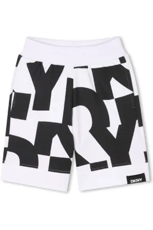 DKNY Unisex para criança. D62238 Calções de felpo branco, preto (4años= 102cm), Casual, Algodão, moda infantil