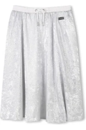 DKNY Para menina. D62258 Saia midi cinzenta (4años= 102cm), Casual, , Poliéster, moda infantil