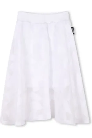 DKNY Para menina. D62253 Saia midi branca (4años= 102cm), , Casual, Poliéster, moda infantil