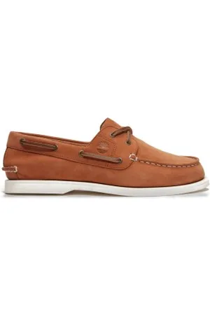 Timberland Para mulher. TB0A2Q9XEM71 Sapatos de barco clássicos em pele castanha (39 W), Couro, Marrom, Plano, Cordão, Casual