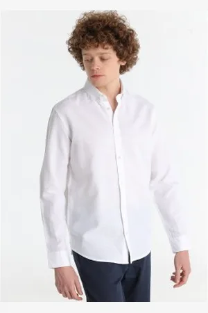Lois Para homem. 145473915 Camisa de linho branca (S), , Casual, Algodão, Manga comprida