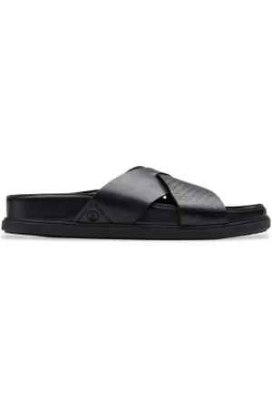 Clarks Para homem. 26181382 Torford Cross sandálias de couro preto (42), Plano, Nenhum, Casual