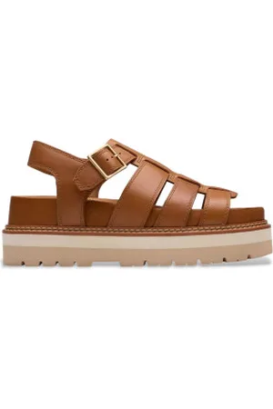 Clarks Para mulher. 26181266 Sandálias Orianna Twist castanhas (36), Couro, Marrom, 3 a 5cm, Fivela, Casual