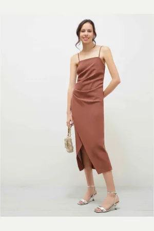MARELLA Para mulher. 2513221072200 Vestido Artur castanho (38), , Casual, Poliéster, Sem mangas / correias