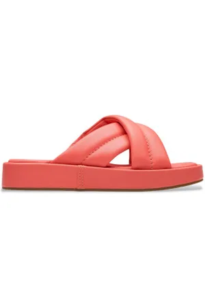 Clarks Para mulher. 26181183 Sandálias Alda Glide em pele coral (36), Couro, 1 a 3cm, Nenhum, Casual