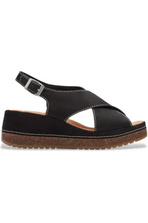 Clarks Para mulher. 26177299 Sandálias de couro Kassanda Step preto (36), 5 a 8cm, Fivela, Casual