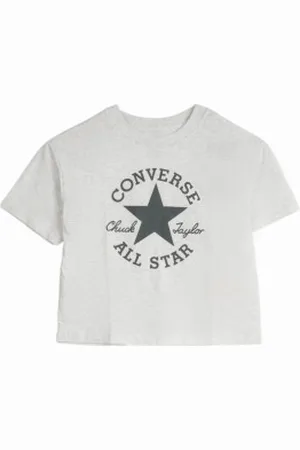 Converse Unisex para criança. 4CG896 T-shirt Chuck Patch Boxy cinzenta (L), Casual, , Algodão, Manga curta, moda infantil