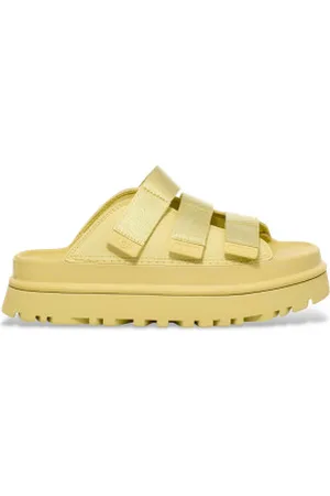UGG Para mulher. 1167430 Sandálias de couro verde GoldenGlow (36), Plano, Nenhum, Casual