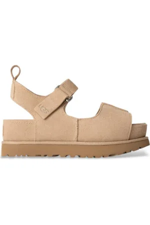 UGG Para mulher. 1167356 Sandálias de couro bege Goldenstar Hi (36), Plano, Velcro, Casual