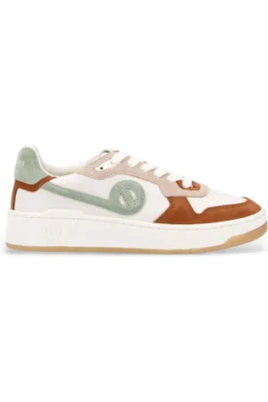 No Name Para mulher. ONCCSN0 Sapatilhas de couro Kelly brancas, castanhas (38), Branco, Plano, Cordão, Casual