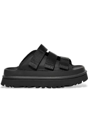 UGG Para mulher. 1167430 Sandálias de couro preto GoldenGlow (36), Plano, Nenhum, Casual