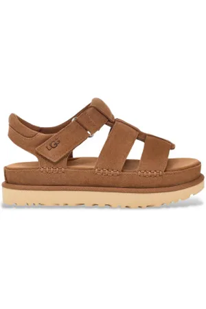UGG Para mulher. 1137890 Sandálias Goldenstar Strap castanhas (36), Marrom, Plano, Velcro, Casual