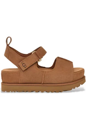 UGG Para mulher. 1167356 Sandálias Goldenstar Hi em pele (36), Couro, Marrom, Plano, Velcro, Casual