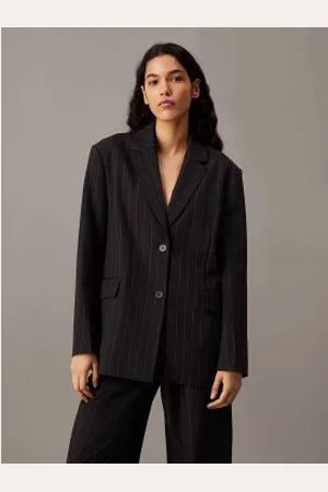 Calvin Klein Para mulher. J20J224120 Blazer às riscas (M), Casual, Clássico, Polister Reciclado