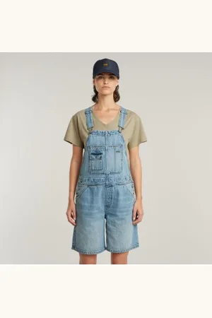 G-Star Para mulher. D26017-D536-G339 Bowey Loose Short Overall (S), Casual, Denim, Sem mangas / correias, Algodão orgânico, Sustentável