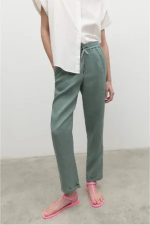 ECOALF Para mulher. GAPAINDO00710WS23-503 Calças de interior aqua green (XS), Casual, Verde, Linho, Sustentável