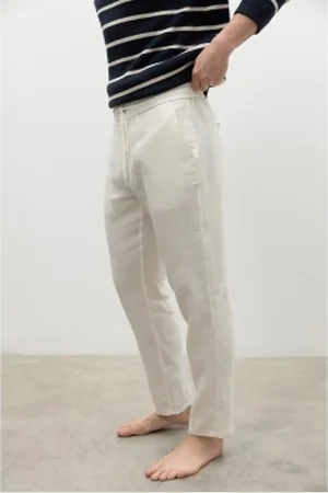 ECOALF Para homem. GAPAETHIC0726MS23-000 Ethicaalf Linen Man Calças de linho branco (XXL), Casual, Sustentável