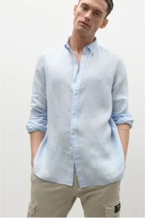 ECOALF Para homem. GASRMALIB0725MS23-147 Camisa azul Malibu (XXL), Casual, Linho, Manga comprida