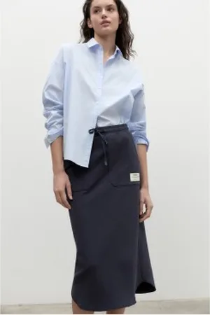 ECOALF Para mulher. GASKDRESD0809WS23-161 Saia Dresden azul-marinho (L), Casual, Algodão orgânico, Sustentável, Algodão Reciclado