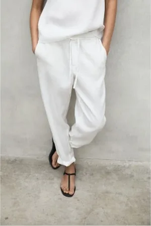 ECOALF Para mulher. MCWGAPAINDII0710S25-000 Calças Indi brancas (XL), , Casual, Linho, Sustentável