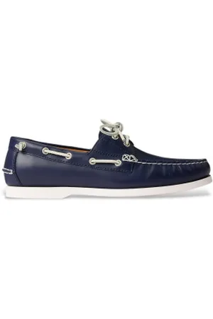 Ralph Lauren Para homem. 803932995001 Sapatos de barco em pele Merton azul-marinho (40), Couro, Plano, Cordão, Casual