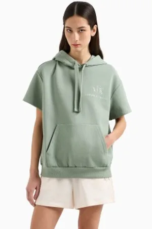 Armani Exchange Para mulher. XW000161AF11851U7231 Camisola com capuz e mangas curtas (M), Casual, Esportivo, Algodão, Multisport, Mang