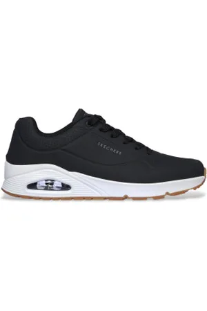 Skechers Para homem. 52458 Sneakers Uno - Fique de pé no ar preto (40), Plano, Cordão, Casual, Esportivo, Imitação de couro, Running