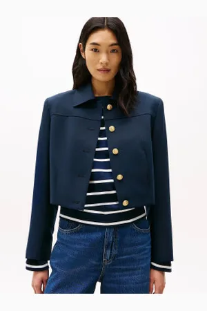 Tommy Hilfiger Para mulher. WW0WW44743 Blazer com botões dourados da marinha (34), Casual, Polister Reciclado, Sustentável
