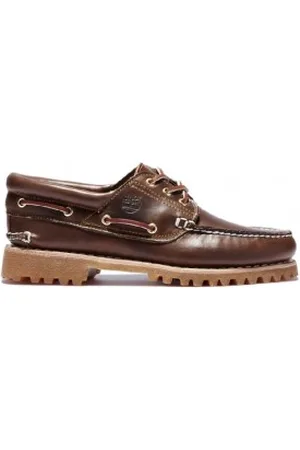 Timberland Para homem. TB0300032141 Nautical Authentics 3 Eye Classic Lug brown (45), Couro, , Plano, Cordão, Casual