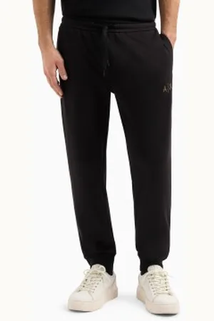 Armani Exchange Para homem. XM000333AF12269UC001 Calças jogger pretas (L), Preto, Casual, Esportivo, Multisport, Poliéster