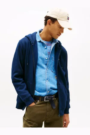 Tommy Hilfiger Para homem. DM0DM20743 Camisola com fecho de correr azul-marinho Reg S (L), Casual, Algodão orgânico, Sustentável