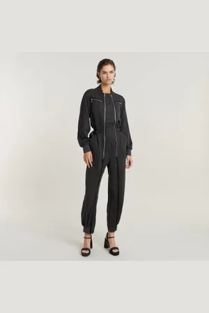 G-Star Para mulher. D24587-D521-860 Fecho de correr largo cinzento (S), Casual, , Manga comprida, Lyocell