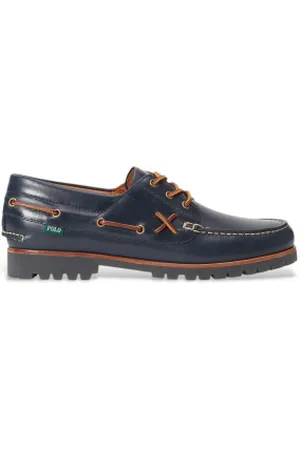 Ralph Lauren Para homem. 812913545003 Ranger sapatos de barco em pele azul-marinho (40), Couro, Plano, Cordão, Casual