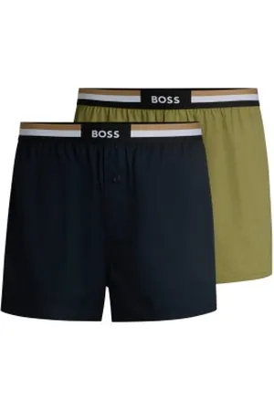 HUGO BOSS Para homem. 50535792 Conjunto de 2 calções de pijama verde, azul marinho (M), Homewear, Algodão