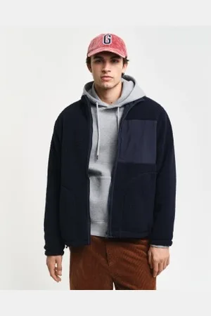 GANT Para homem. 2015077 Forro em tecido polar reversível com fecho de correr azul-marinho (L), Casual, Polister Reciclado, Sustentável