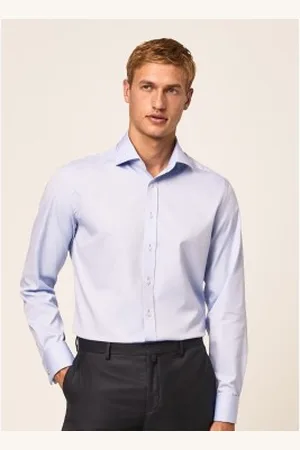 Hackett Para homem. HM308676 Camisola Pinpoint DC azul claro (180), Casual, Algodão, Manga comprida