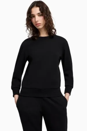 Armani Exchange Para mulher. XW000499AF12804UC001 Camisola preta com gola redonda (M), , Casual, Esportivo, Algodão, Multisport