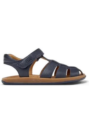 Camper Unisex para criança. 80177-077 Sandálias Bicho em pele da marinha (25), Couro, Plano, Velcro, Casual, Sustentável, Marinho, moda infa