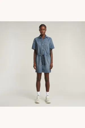 G-Star Para mulher. D26056-D944-H134 Macacão curto Easy blue (XS), , Casual, Denim, Manga curta, Algodão orgânico, Sustentável